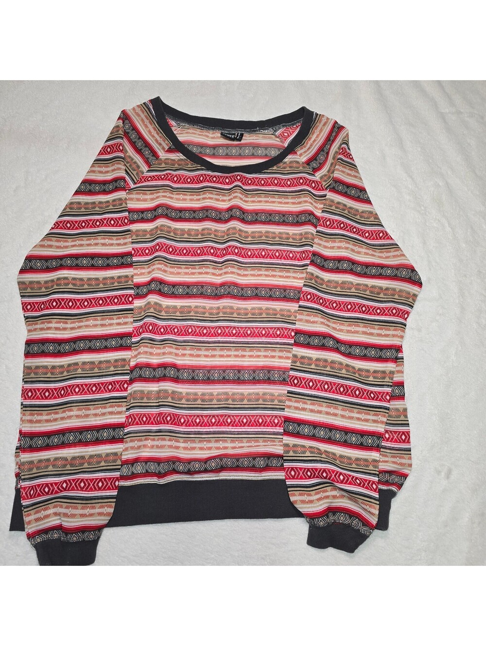Cruel Denim Southwestern Geometric Striped Raglan Blouse - Women’s Size Large